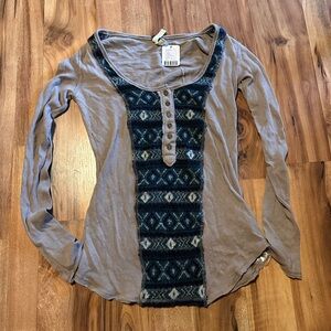 NWT Free People Countryside Swit Long Sleeve Henley Rare Cottagecore Size XS